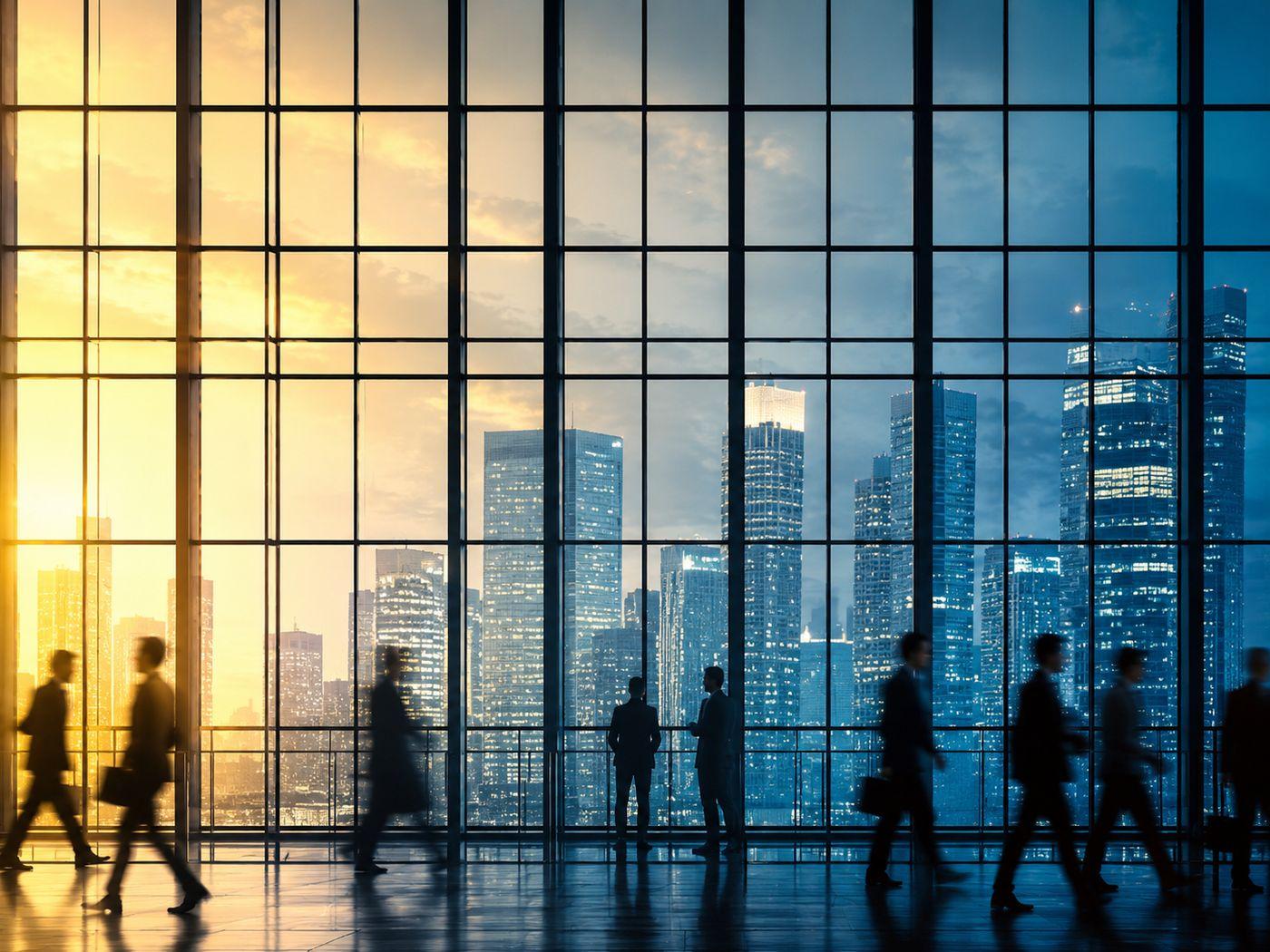 Business professionals with global connections
